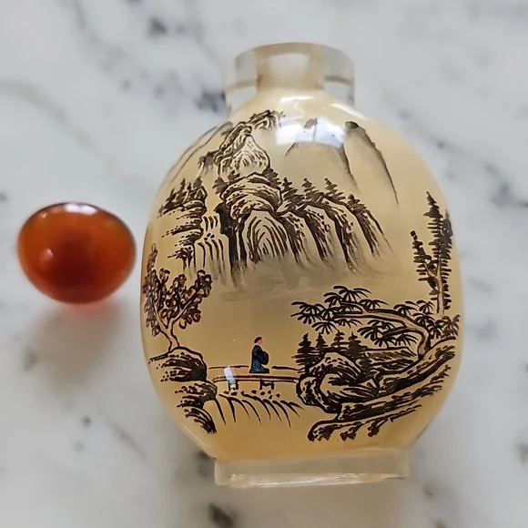 Vintage Chinese Reverse Painted Glass Snuff Bottle - Picture 6 of 12